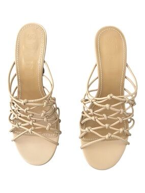 Staud Beige Strappy Knot Mule Sandals for Women